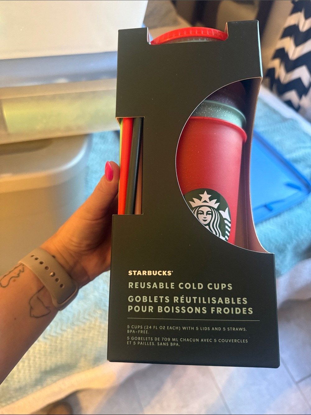 Starbucks Red Reusable Cold Cups with Matching Straws